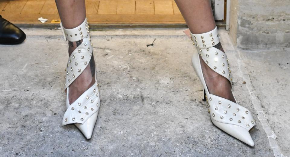 A closer look at Rihanna's shoes.