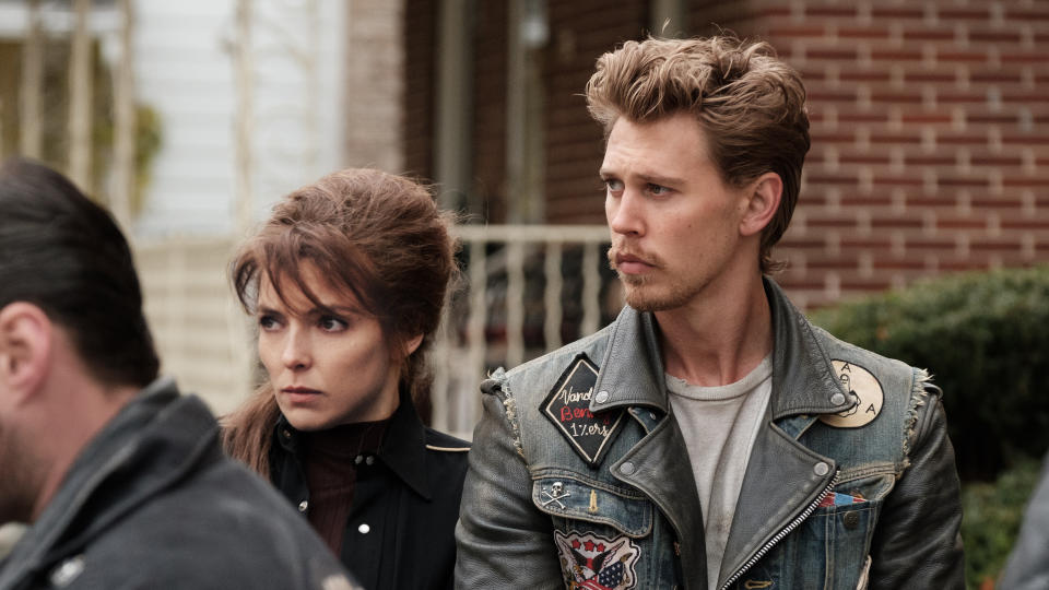 Jodie Comer and Austin Butler's characters find themselves at the heart of gang violence in The Bikeriders. (Universal Pictures)