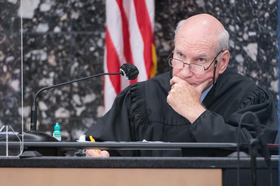 Judge Jeffrey Gillen of the 15th Judicial Circuit is seen during the trial of Wellington resident Robert Finney at the Palm Beach County Courthouse on Monday, November 21, 2022, in downtown West Palm Beach, FL. Finney is on trial for first-degree murder in a 2018 West Palm Beach homicide. He tried unsuccessfully to have the charge dismissed under Florida's "stand your ground" law.