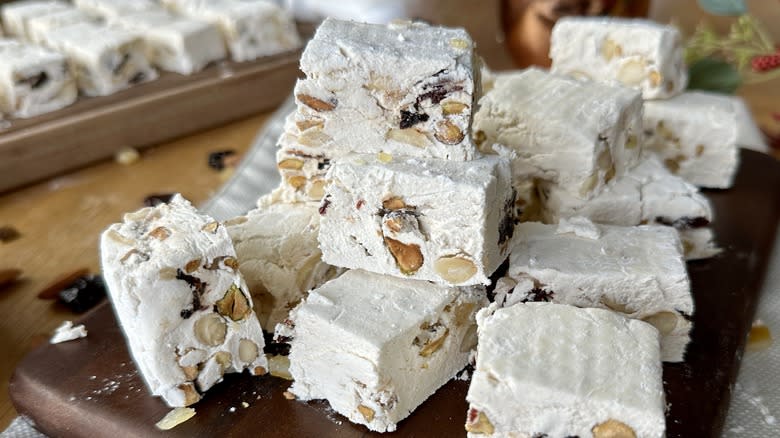 nutty torrone cubes stacked