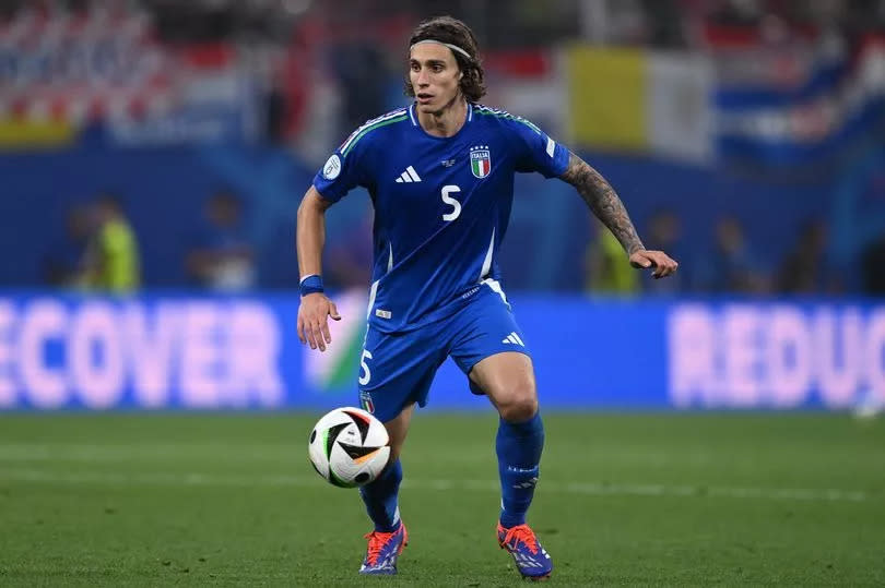 LEIPZIG, GERMANY - JUNE 24: Riccardo Calafiori of Italy in action during the UEFA EURO 2024 group stage match between Croatia and Italy at Football Stadium Leipzig on June 24, 2024 in Leipzig, Germany. (Photo by Image Photo Agency/Getty Images)