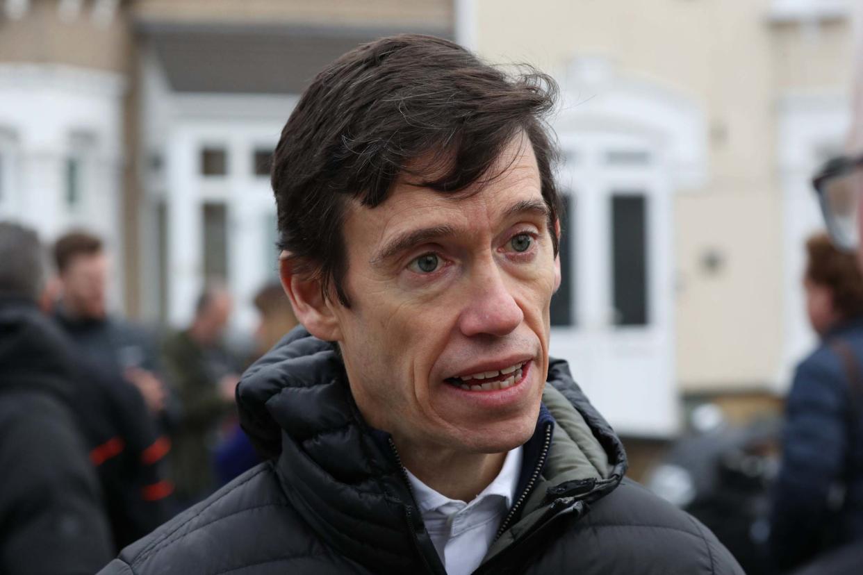 Former Tory MP Rory Stewart speaks in Seven Kings, where three people died after being stabbed: PA