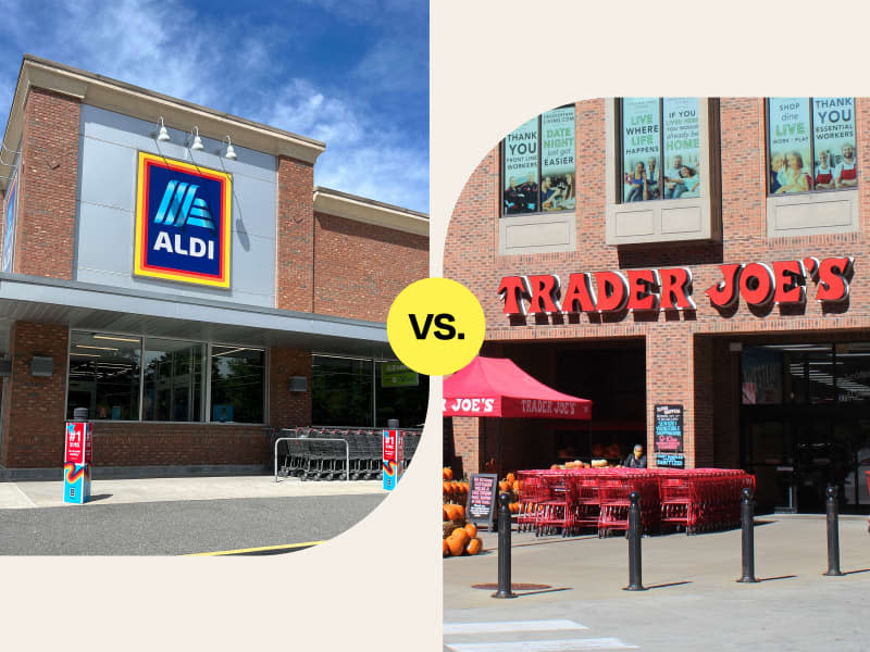 Aldi vs. Trader Joe's store front.