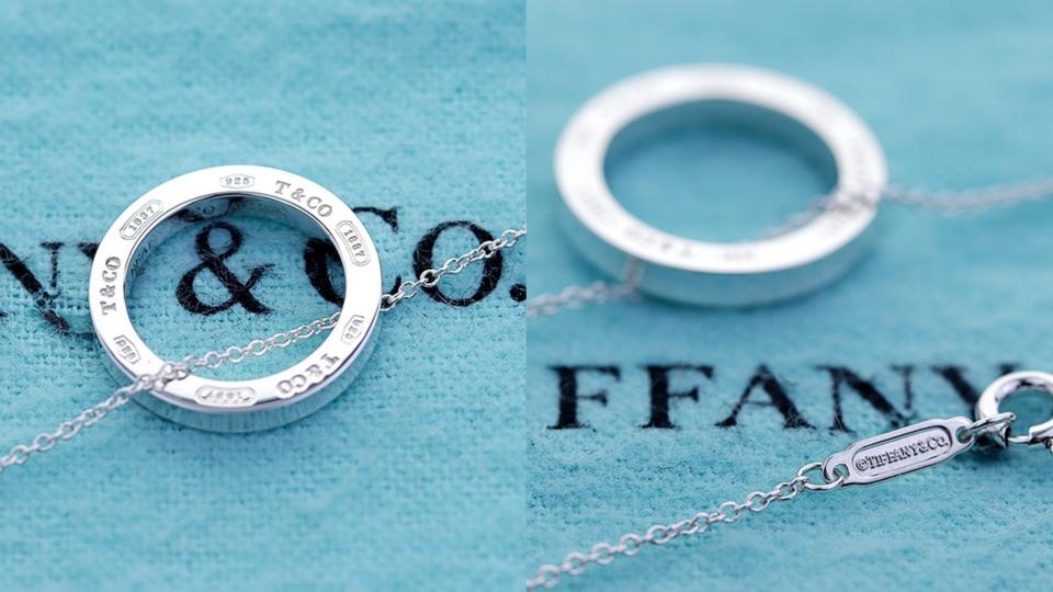 精品二手款5折起必搶��二手品 Tiffany&Co. 1837系列 環型刻字925純銀項鍊！圖片來源：Yahoo奇摩購物中心