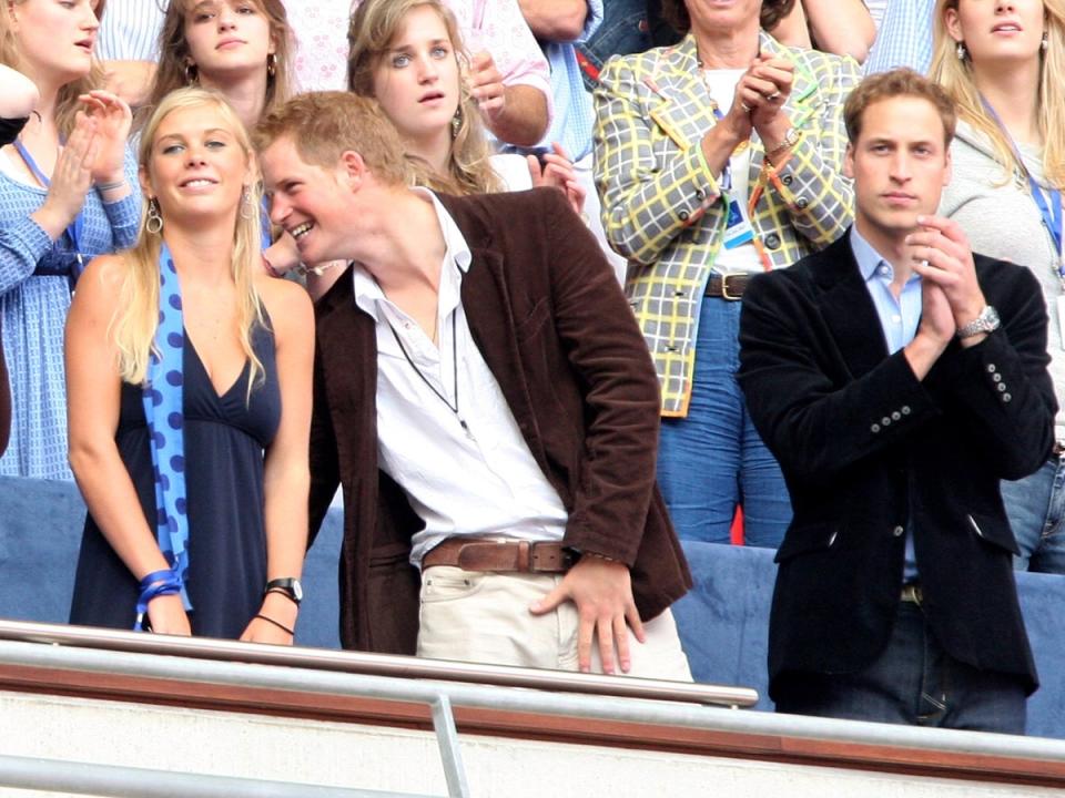 Chelsy with Harry and Prince William at the Diana memorial concert in 2007 (Getty)