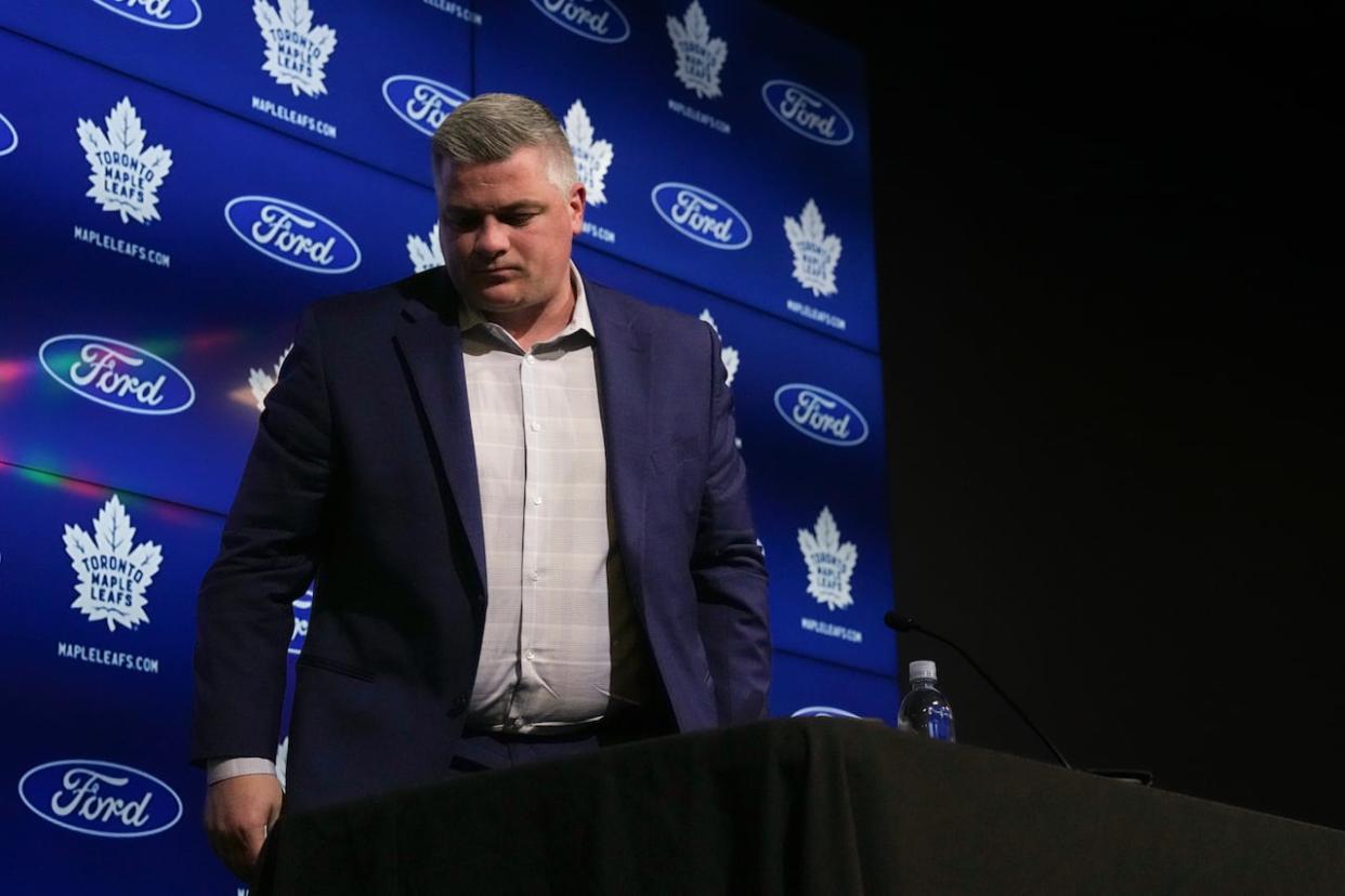 After being eliminated in seven games in the Stanley Cup playoffs, the Toronto Maple Leafs have fired head coach Sheldon Keefe. (Chris Young/The Canadian Press - image credit)