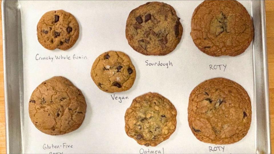 Assortment of King Arthur Baking Company's chocolate chip cookies<p>Justine Lee</p>