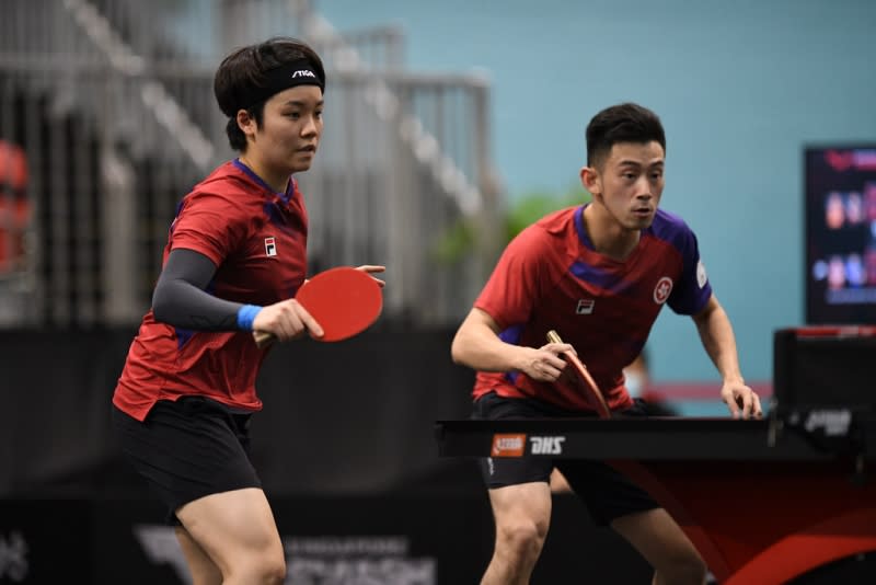 黃鎮廷（右）及杜凱琹（Photo Credit：World Table Tennis）
