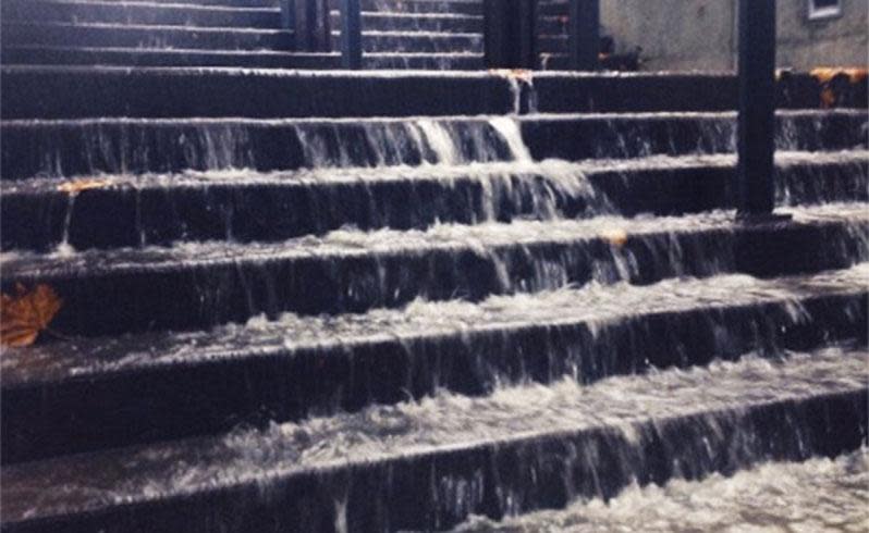 Torrents of water poured into train stations across Sydney. Photo: Instagram