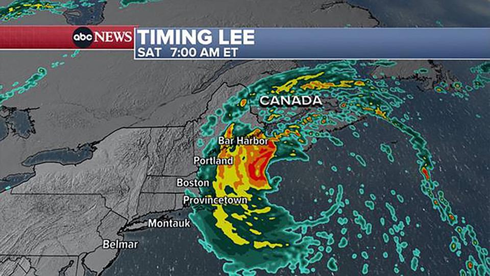 PHOTO: Hurricane Lee Saturday timing. (ABC News)