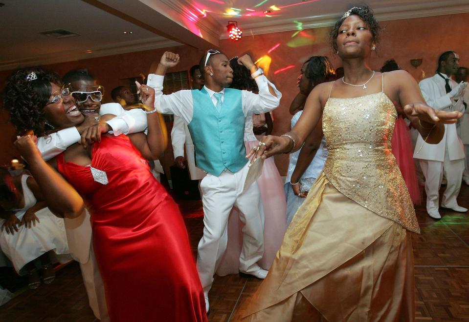 Juniors and seniors from John McDonogh High School celebrate at their prom,  its first prom since Hurricane Katrina,  June 1, 2007 in New Orleans, Louisiana.