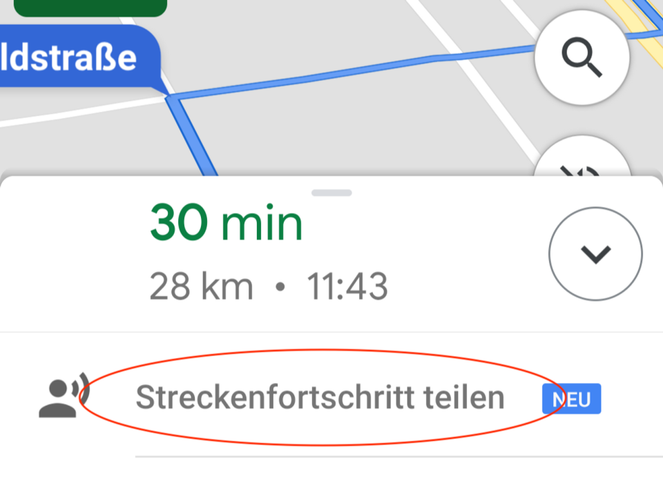 Streckenfortschritt teilen mit Google Maps