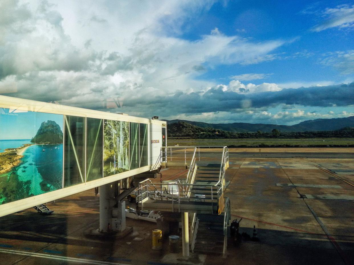 A jet bridge at Olbia airport