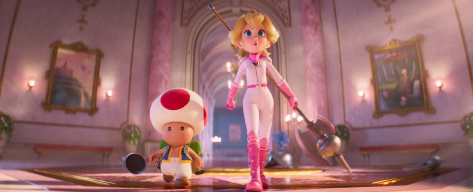 (from left) Toad (Keegan-Michael Key) and Princess Peach (Anya Taylor-Joy) in Nintendo and Illuminationâ€™s The Super Mario Bros. Movie, directed by Aaron Horvath and Michael Jelenic. (Universal/Illumination)