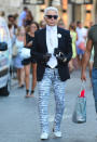 <b>Who:</b> Karl Lagerfeld<br><br> <b>Wearing:</b> The usual<br><br> <b>Where:</b> Shopping in Saint-Tropez