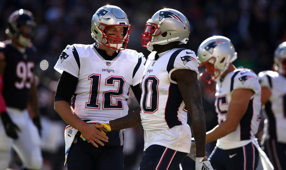 Josh Gordon and Tom Brady have connected for three touchdowns this season. (Getty Images)