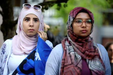 FILE PHOTO: Women protest Quebec's new Bill 21 in Montreal