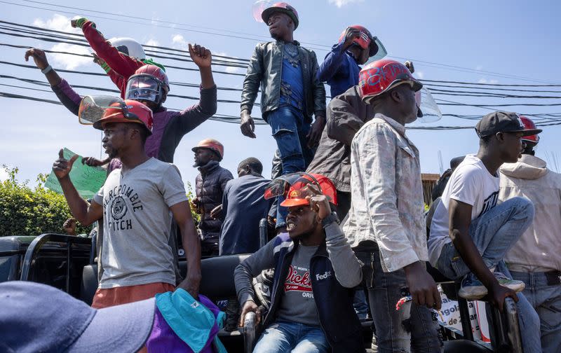 Members of the Congolese civil society protest against the Luanda peace agreement in Goma