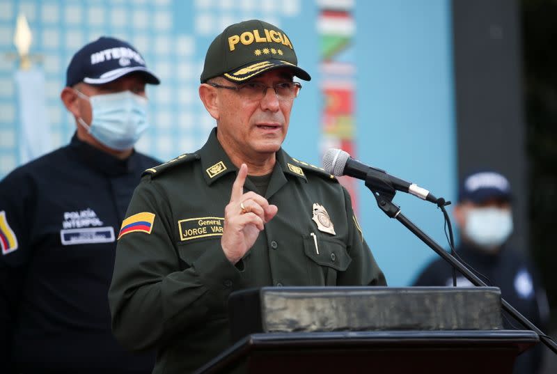 Foto de archivo. El director de la Policía Nacional de Colombia, general Jorge Luis Vargas, habla durante una conferencia de prensa en Bogotá