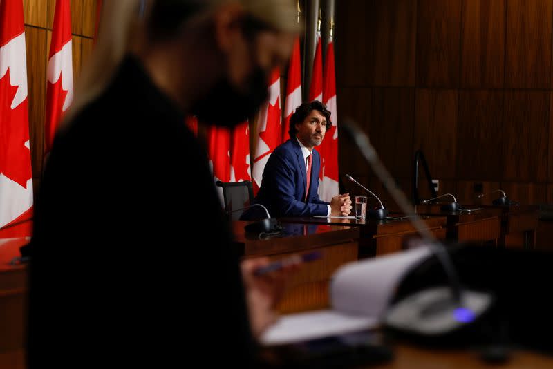 Canada's Prime Minister Justin Trudeau attends a news conference in Ottawa