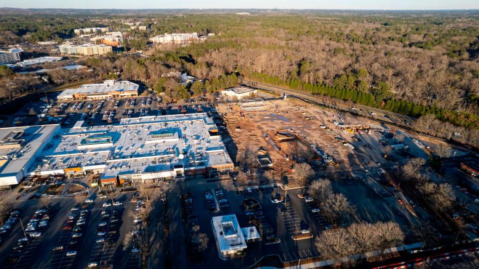 An aerial of University Place in Chapel Hill, Wednesday, Dec. 20, 2023.