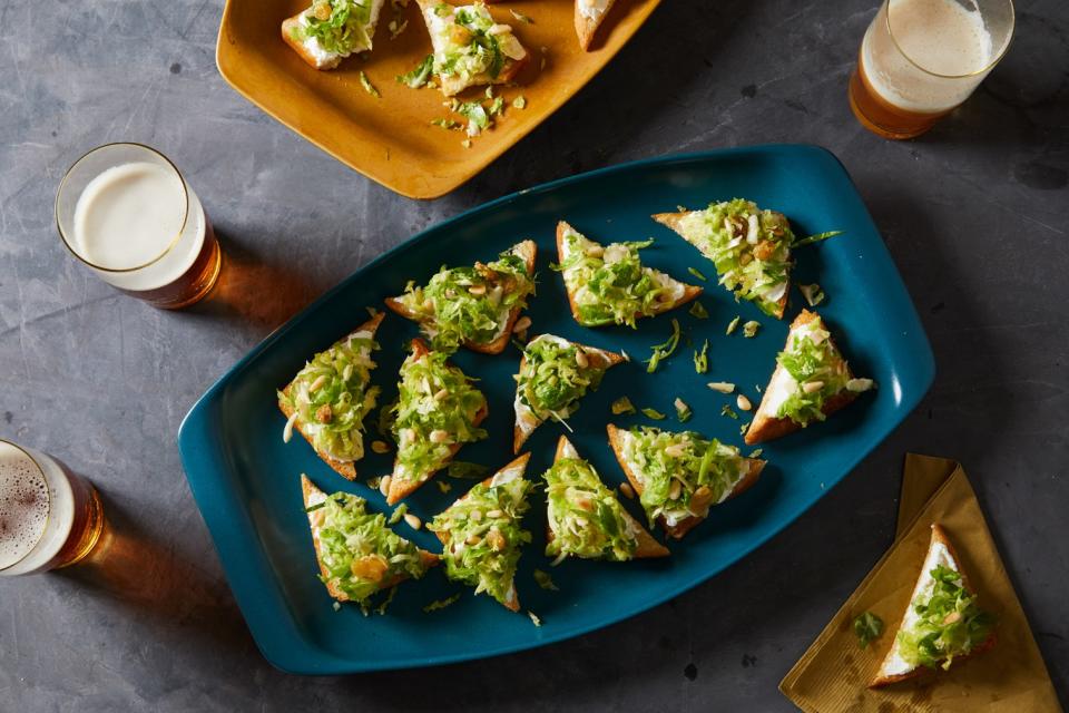 Shredded Brussels Sprout and Ricotta Toast