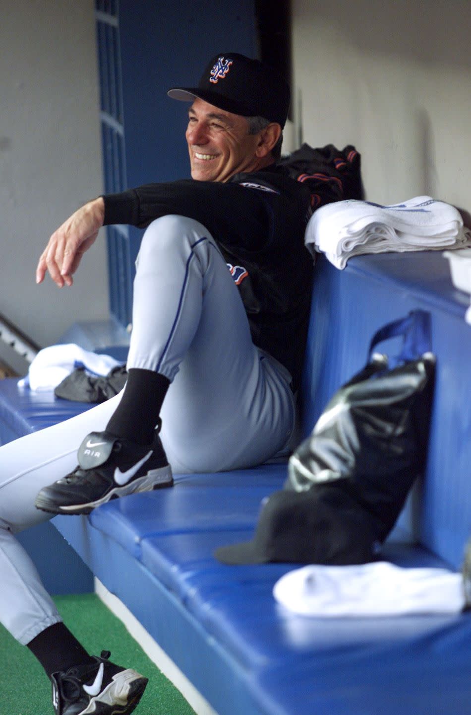 new york mets' manager bobby valentine in the dugout during 