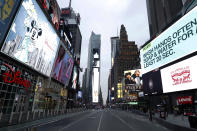 Una vista de Times Square, en Nueva York (Estados Unidos), prácticamente vacía el 19 de marzo. (Foto: John Lamparski / Getty Images).