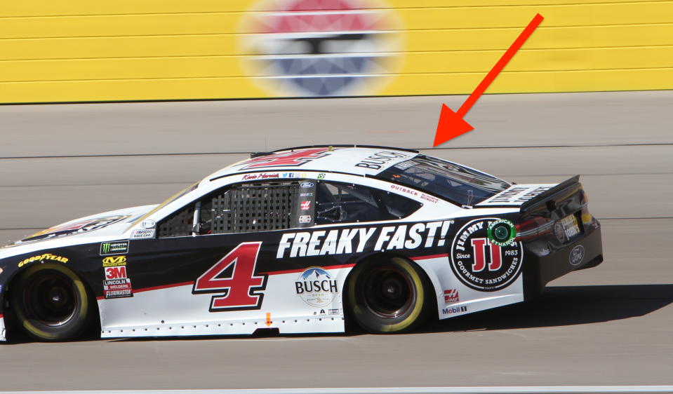 What was the deal with Kevin Harvick’s rear window at Las Vegas?