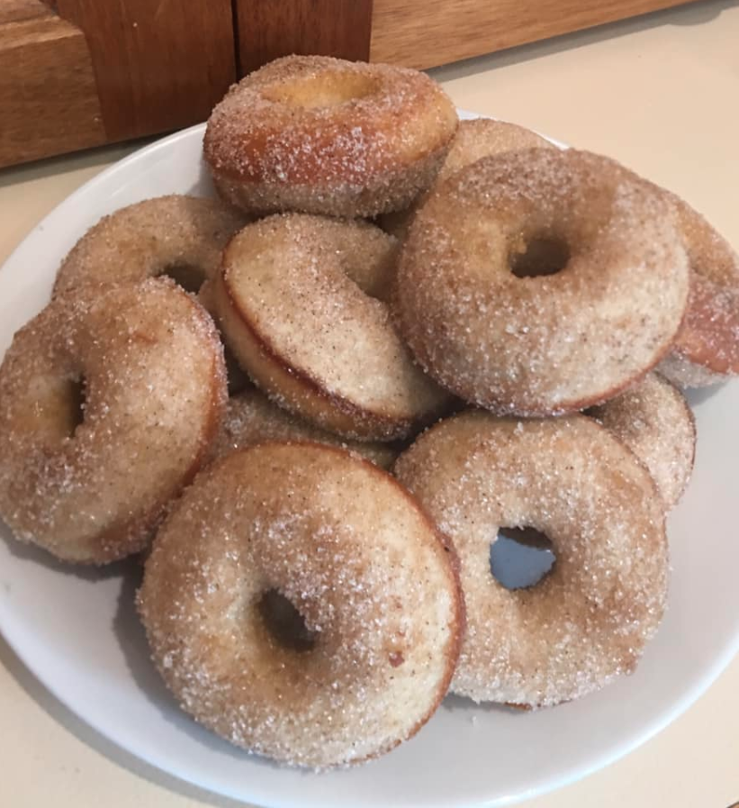 Cinnamon doughnuts made with Aldi tray