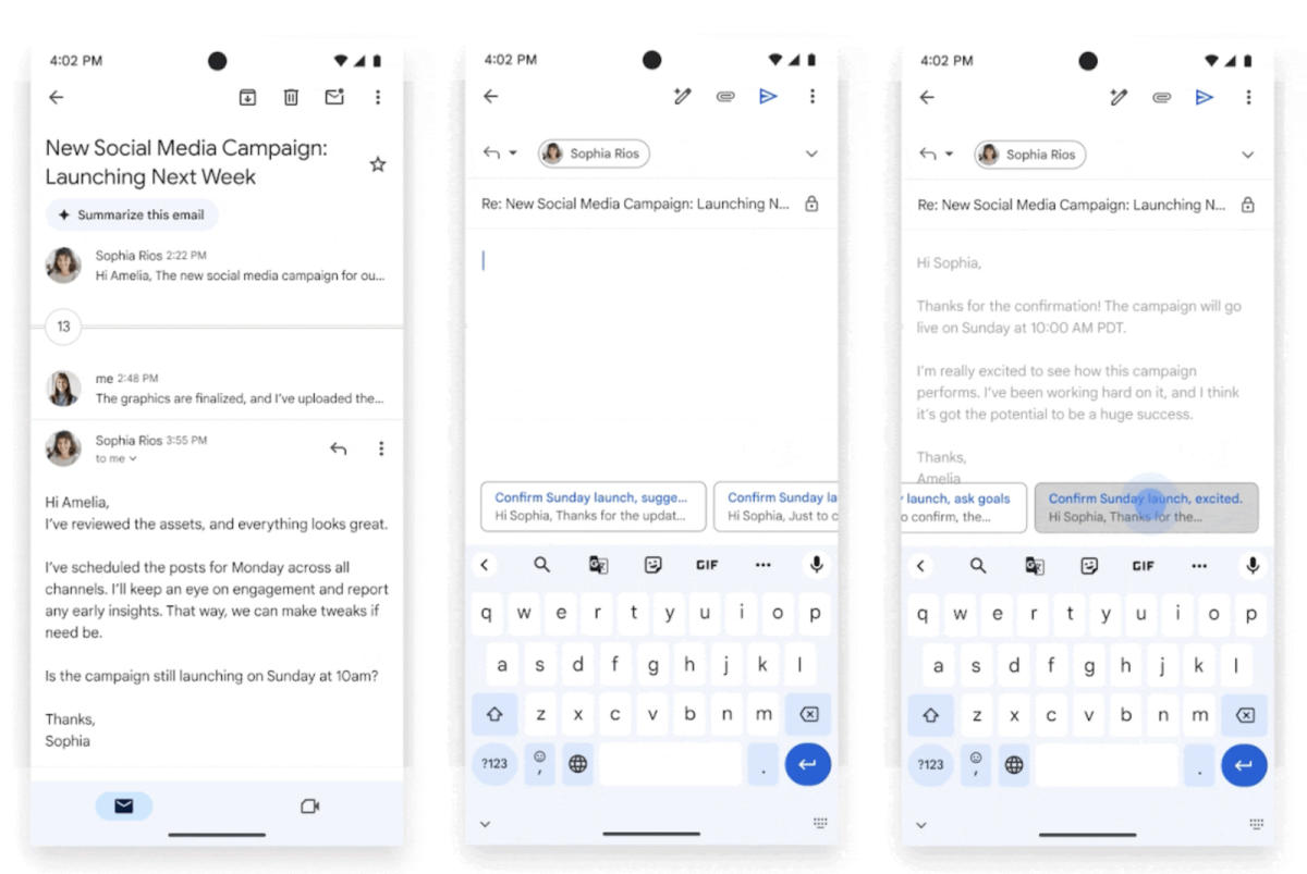 Google launches Gemini’s contextual smart replies in Gmail