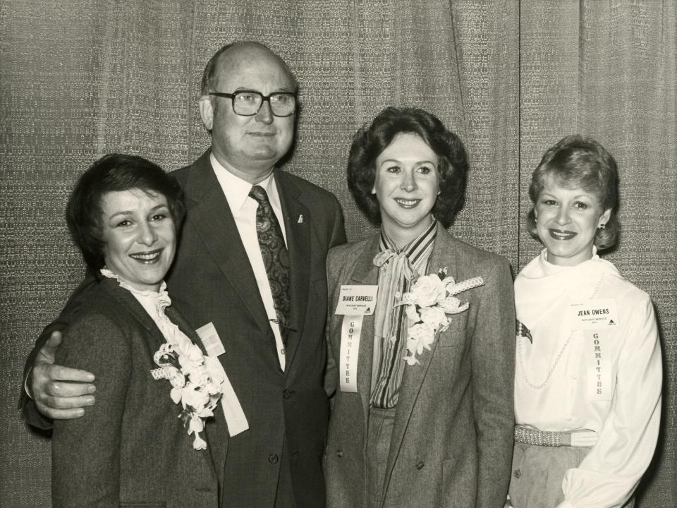 Delta CEO Dave Garrett with the three Project 767 flight attendants.