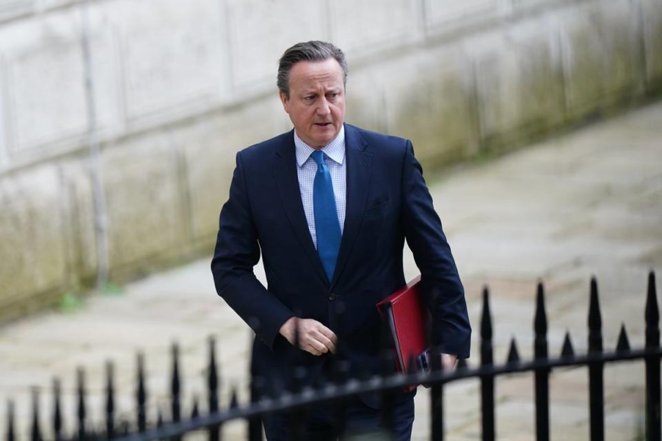 Foreign secretary Lord David Cameron said Israel should view the Iranian attack as a total failure (PA Wire)