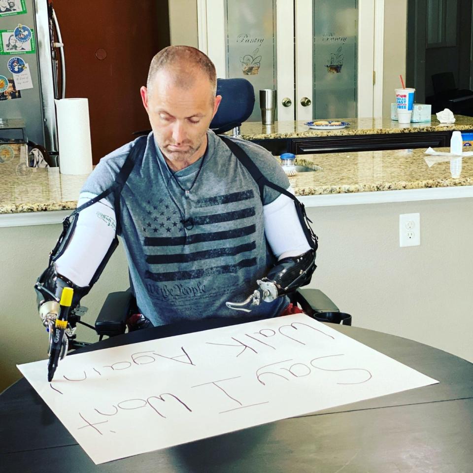 Rockledge resident Gary Miracle, who lost his arms and legs to an infection in 2020, has recently received prosthetics and is working toward participating in the Tailgate 2-Miler in Viera.