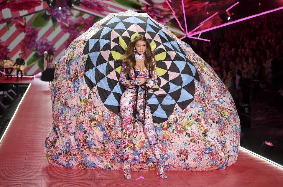 Gigi Hadid walks the runway during the 2018 Victoria's Secret Fashion Show at Pier 94 on Thursday, Nov. 8, 2018, in New York. (Photo by Evan Agostini/Invision/AP)