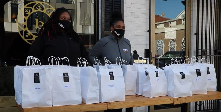 Two employees from Amazon’s Black Employee Network. (Credit: Alicia Diaz)