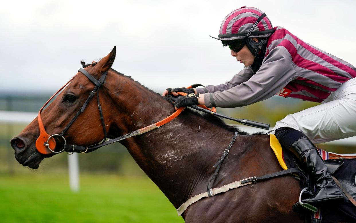 Saffie Osborne riding Pettochside win The Download The tote Placepot App Apprentice Handicap at Goodwood Racecourse on September 23, 2020 in Chichester, England. Owners are allowed to attend if they have a runner at the meeting otherwise racing remains behind closed doors to the public due to the Coronavirus pandemic - Alan Crowhurst /Alan Crowhurst 