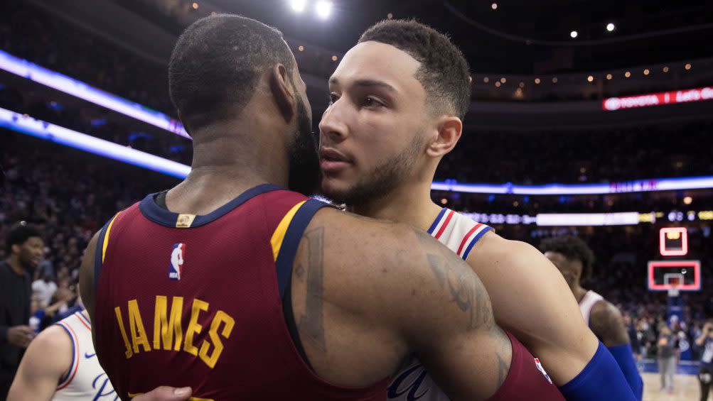 While they won’t team up on the 76ers, LeBron James and Ben Simmons have reportedly struck a deal for an NBC sitcom based on Simmons’ upbringing. (Getty)