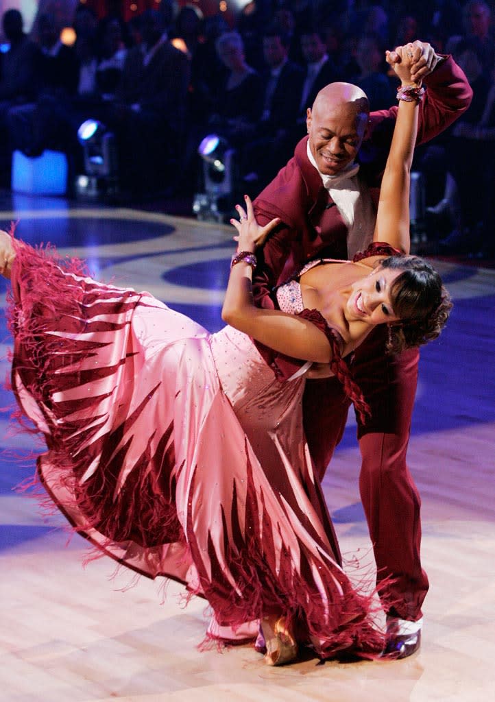 Cheryl Burke and Maurice Greene perform a dance on the seventh season of Dancing with the Stars.