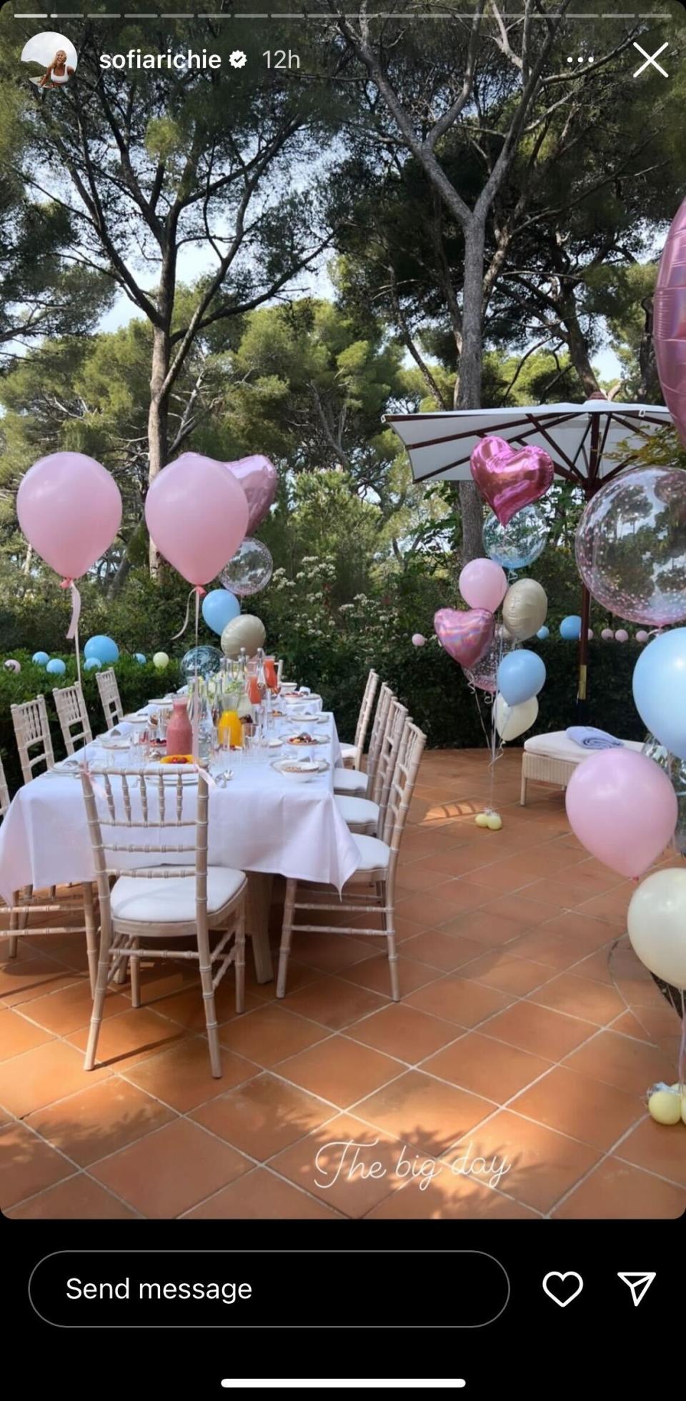 Sofia Richie posts a picture of her bridal brunch the day of her wedding April 22 on her Instagram Story. (@sofiarichie on Instagram)