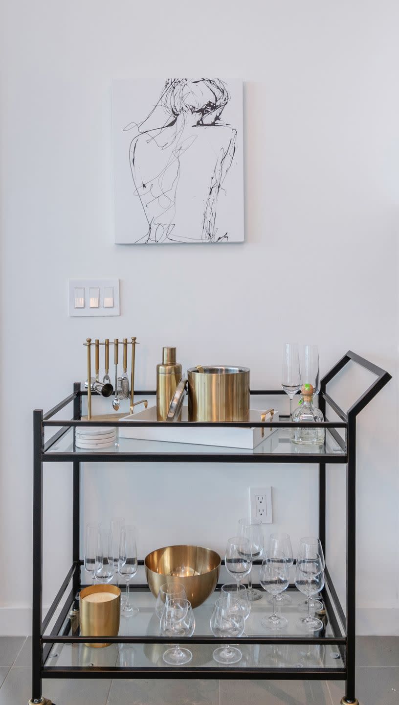 13) Stay Simple With a Rolling Bar Cart