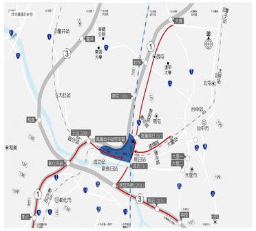 圖說二 清明連假高鐵台中站周邊將湧入搭車人潮和車潮，烏日分局公佈台中、彰化、南投進出高鐵站替代道路。（記者孫義方攝）