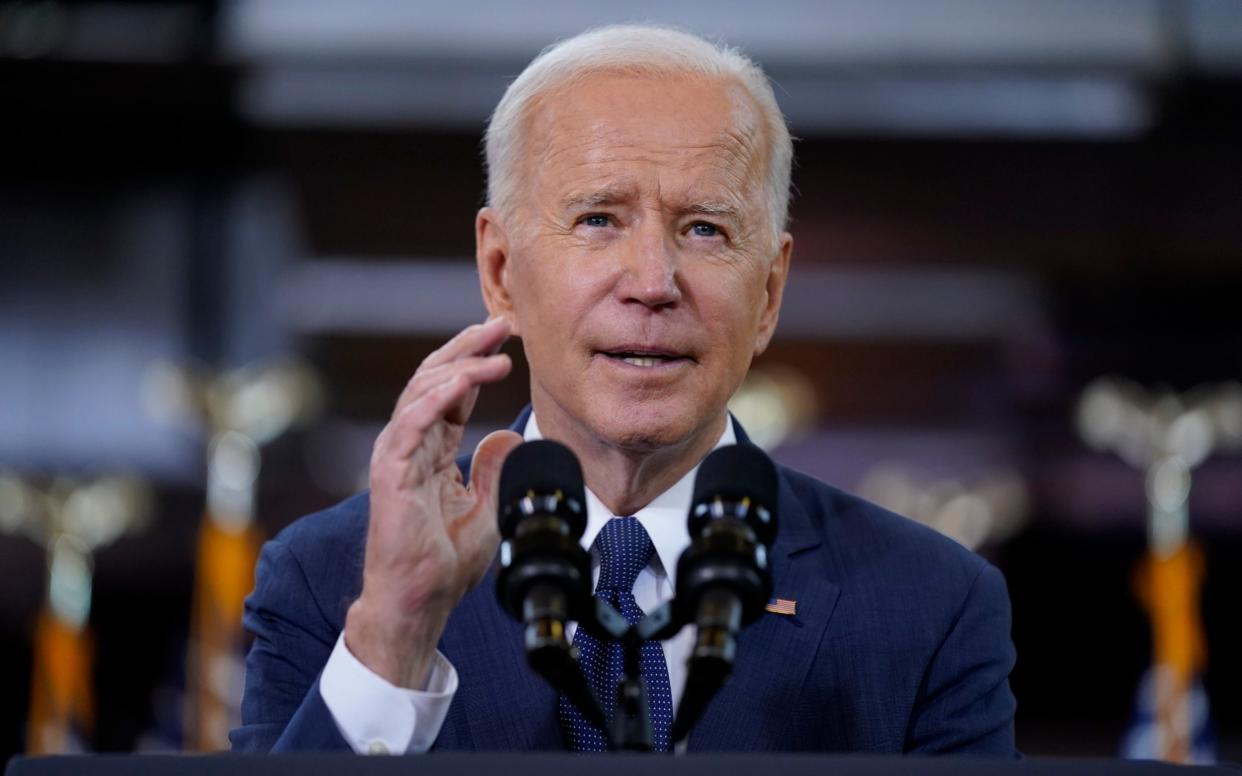 President Joe Biden delivers a speech on infrastructure spending at Carpenters Pittsburgh Training Center in Pittsburgh - AP