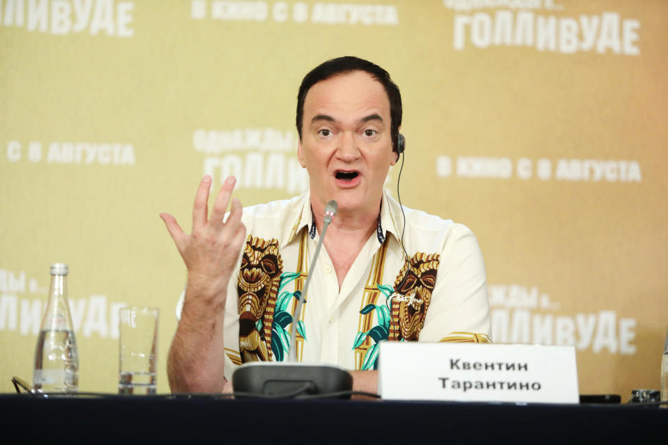 MOSCOW, RUSSIA - AUGUST 07: Quentin Tarantino attends the press conference of the movie "Once Upon a time in Hollywood" at The Ritz-Carlton on August 7, 2019 in Moscow, Russia. (Photo by Gennady Avramenko/Epsilon/Getty Images)