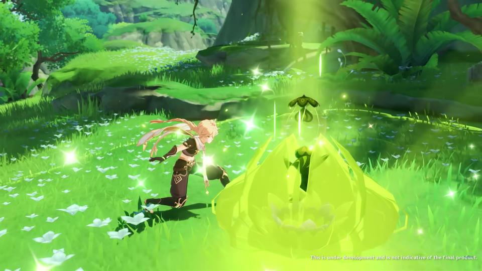 Genshin Impact's mysterious seventh element, Dendro, will take center stage in the game's fourth region, Sumeru. The introduction of Dendro will bring with it new elemental reactions, including Bloom and Catalyze.(Screenshot courtesy of HoYoverse)