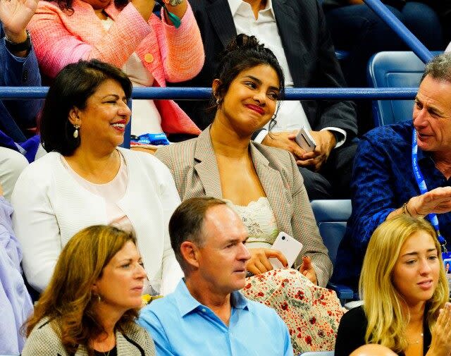 The actress couldn't contain her excitement while watching the tennis pro earn her milestone 100th US Open win!