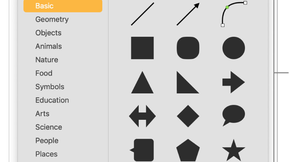 Shape options in Pages