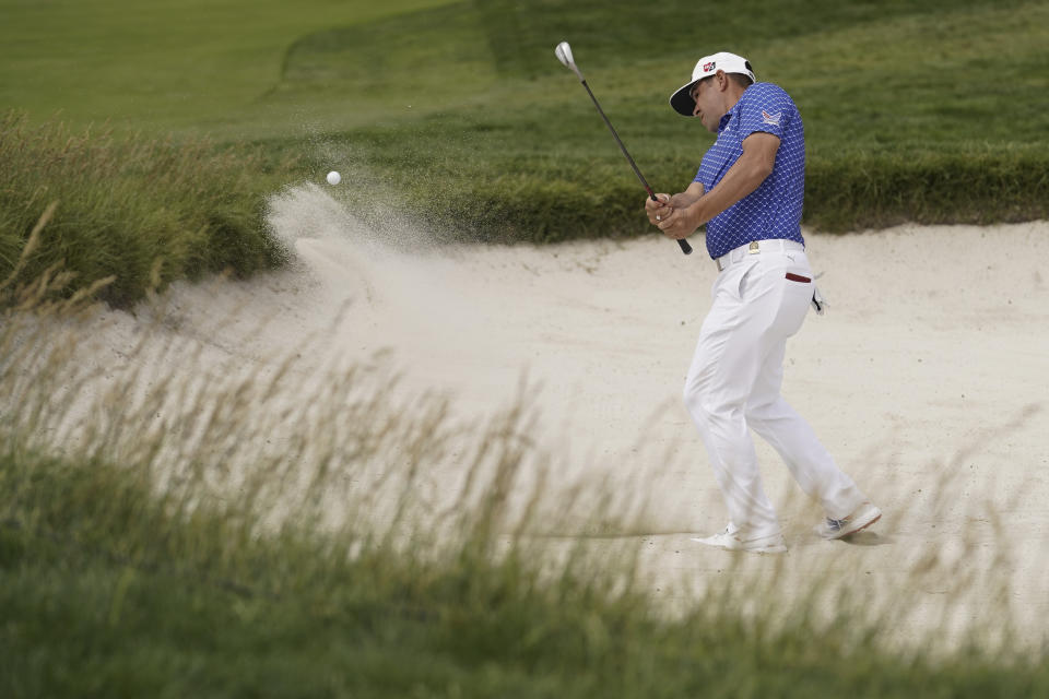 Gary Woodland hits out of a bunker on the sixth hole during the third round of the U.S. Open golf tournament Saturday, June 15, 2019, in Pebble Beach, Calif. (AP Photo/Carolyn Kaster)