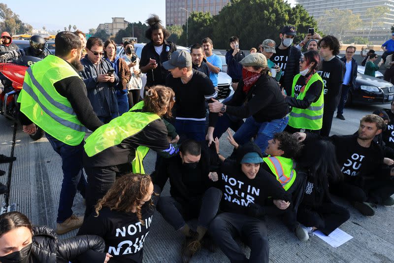 Protest demanding a ceasefire and an end to U.S. support for Israel's attack on Gaza, in Los Angeles