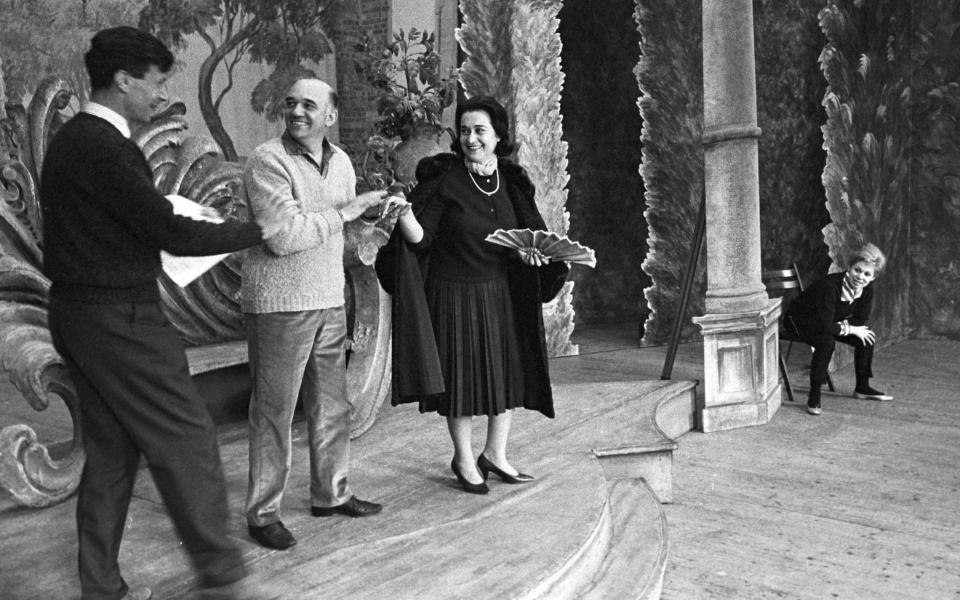 Gabriel Bacquier, centre, rehearsing the role of Count Almaviva in The Marriage of Figaro in 1962, with Leyla Gencer on his left as the Countess - Guy Gravett/Glyndebourne Productions/ArenaPAL